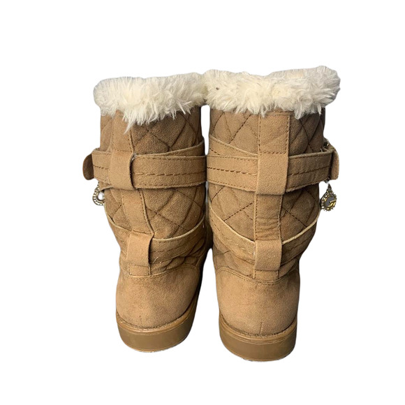 G By Guess Womens Quilted Faux Fur Lined Tan Ankle Boots Size 6M - Picture 3 of 8